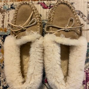 Lightly worn LL Bean light sand color moccasins
